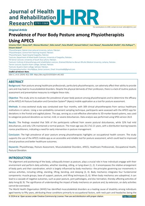 apecs posture|Prevalence of Poor Body Posture among Physiotherapists Using APEC.